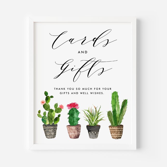 Poster Cartões e presentes de cactus com aquarela Boho (Criador carregado)