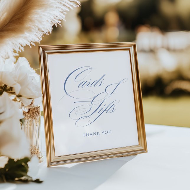 Poster Cartões e presentes de caligrafia azul empoeirada (Criador carregado)