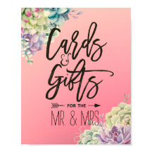 Cartões e Presentes de Casamento Aquarela Suculent