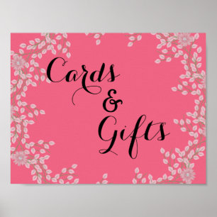 Pôster Cartões e Presentes de Casamento Chic Pink Floral
