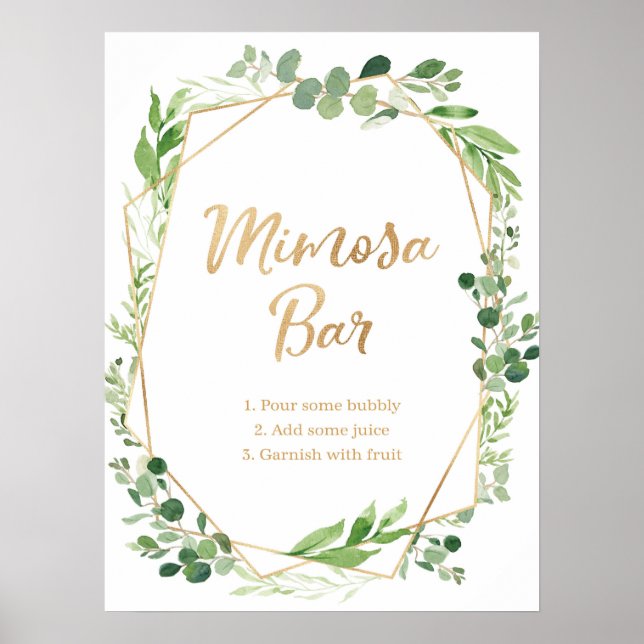 Poster Cartões e presentes de casamento com verde partido (Frente)