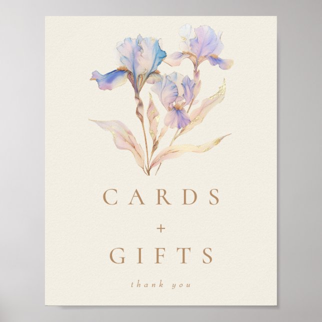 Poster Cartões e Presentes de Casamento Florais de Íris E (Frente)