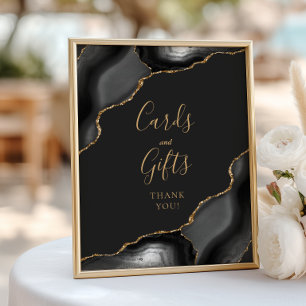 Poster Cartões e Presentes de Casamento Preto Ágata Doura