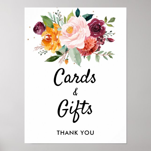 Poster Cartões e presentes de casamentos Florais do Autum (Frente)