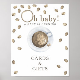 Poster Cartões e presentes de chá de bebê de café
