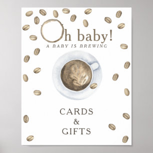 Poster Cartões e presentes de chá de bebê de café