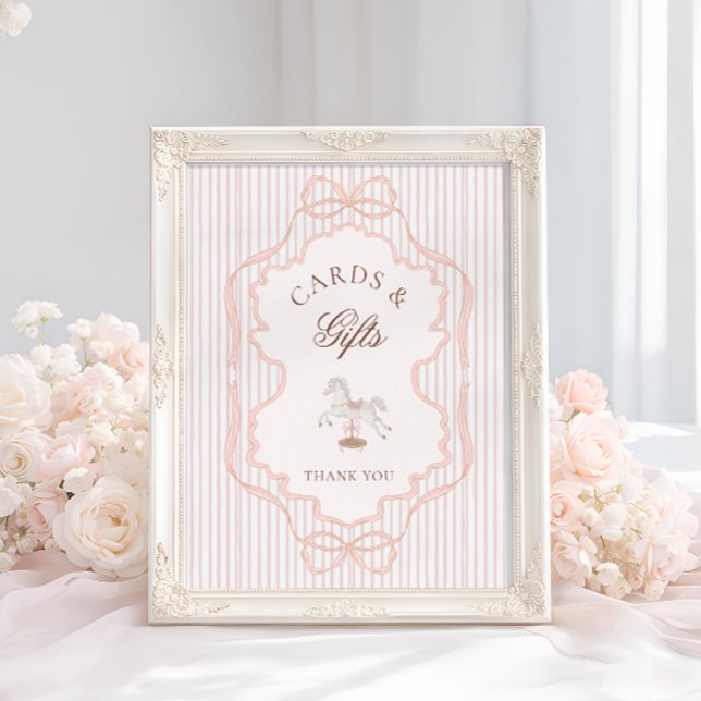 Poster Cartões e Presentes de Chá de Bebê Rosa com Cavali (Criador carregado)
