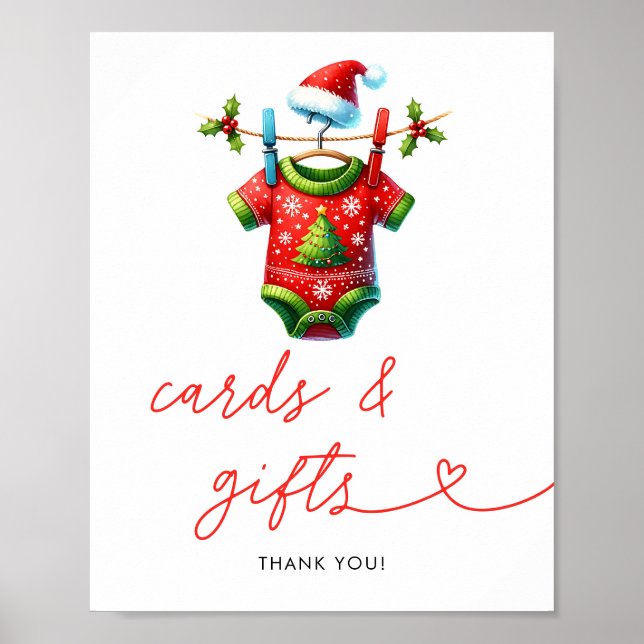 Poster Cartões e presentes de Chá de fraldas Holly Christ (Frente)