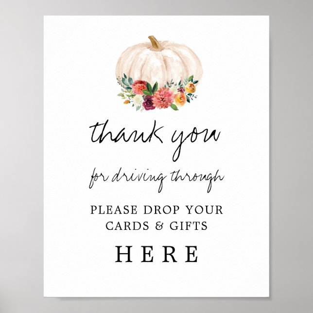 Poster Cartões e Presentes de Chuvada de Bebê com Abóbora (Frente)