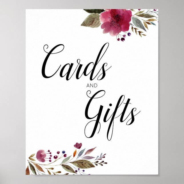 Poster Cartões e Presentes de Flores Borgonha Mesa Casame (Frente)