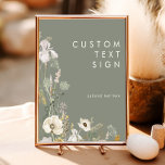 Poster Cartões e presentes de flores silvestres<br><div class="desc">Este poster de Sage de Flor Selvagem e presentes personalizados é perfeito para o seu simples e elegante casamento de vassoura. O verde rústico moderno acompanhado pelas flores silvestres de cor aquática minimalistas ajudará a dar vida à sua visão! Este design de flores de ouro bonito, toques de sábio boêmico...</div>