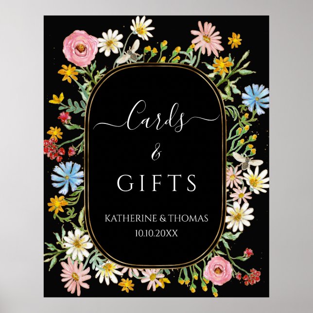 Poster Cartões e Presentes de Grinalda Floral Boho Wildfl (Frente)