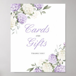Poster Cartões e Presentes de Hortênsia Roxa Floral Sinal