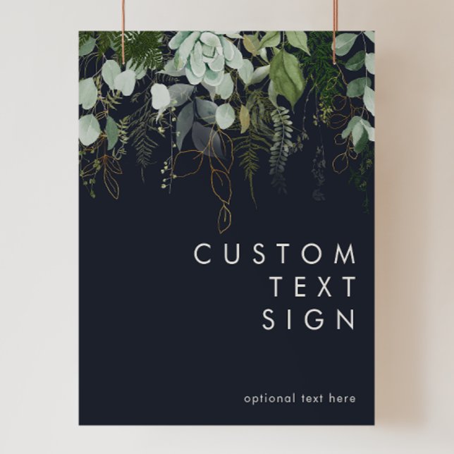 Poster Cartões e presentes de Marinho folha verde e Doura (Criador carregado)