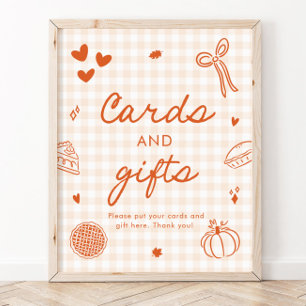 Poster Cartões e Presentes de Outono Laranja Xadrez Cutie
