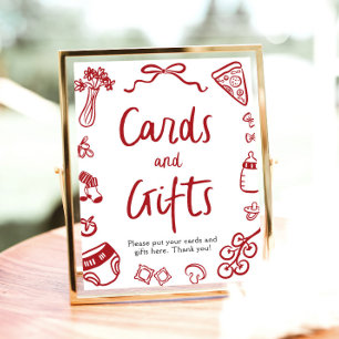 Poster Cartões e presentes de pizza italianos desenhados 