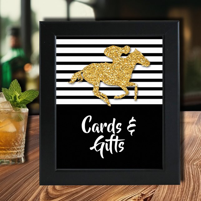 Poster Cartões e Presentes Derby De Cavalo De Corrida Dou (Gold racehorse Derby Cards & Gifts poster INSTANT DOWNLOAD and/or PRINTED, (frame not included))