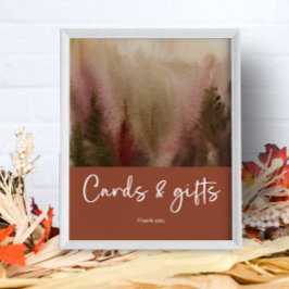 Poster Cartões e presentes do Autumn Watercolor Forest