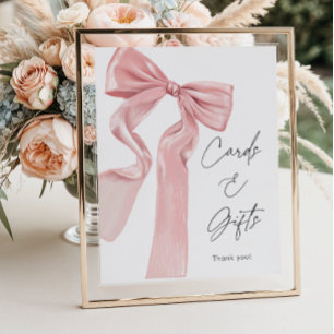 Poster Cartões e presentes do Chá de fraldas rosa elegant
