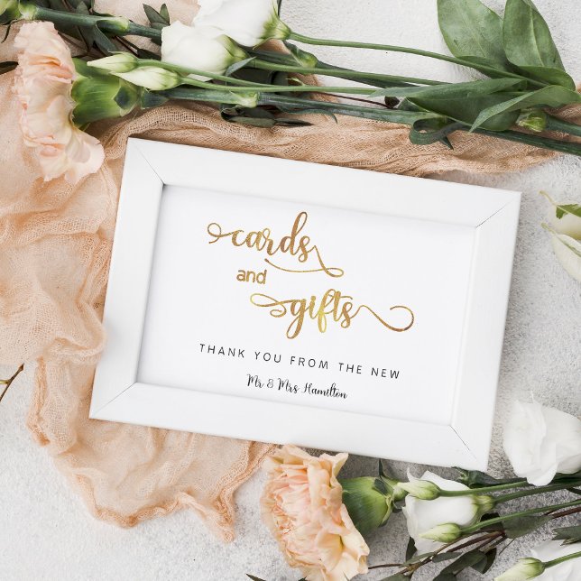 Poster Cartões e presentes dourado 8x10 Sinal de casament (Criador carregado)