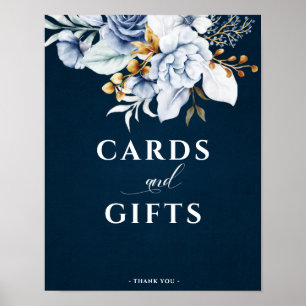 Poster Cartões e presentes Dourados de Casamento Floral c