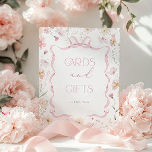 Poster Cartões e presentes Flor silvestre com laço Rosa