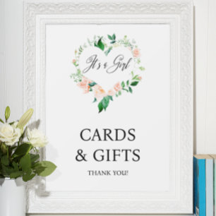Poster Cartões e Presentes Florais de Pêssego Baby Shower