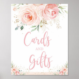 Poster Cartões e Presentes Florais Rosa Blush Chic Tope d