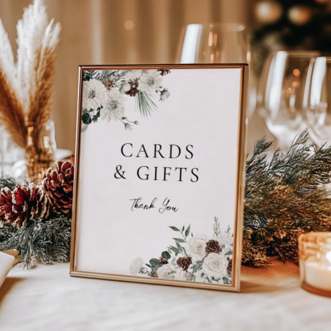 Poster Cartões e presentes florais verdes e brancos (Criador carregado)