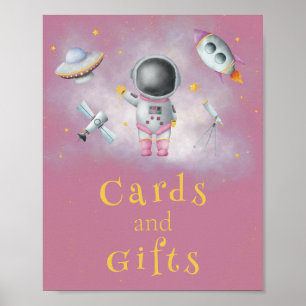 Poster Cartões e presentes Garota espacial Astronauta - e