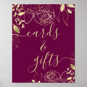 Poster Cartões e presentes modernos, cor-de-rosa e Dourad