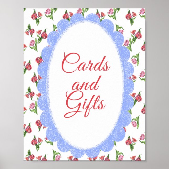 Poster Cartões e Presentes para Chá de Bebê com Flores Vi (Frente)