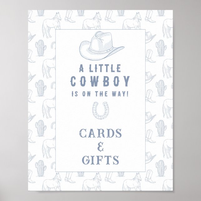 Poster Cartões e presentes para chá de bebê cowboy (Frente)
