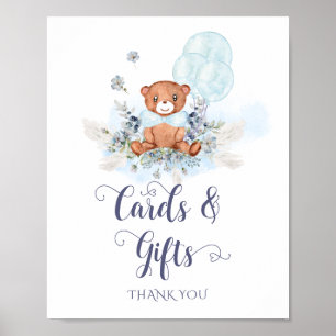Poster Cartões e presentes para Chás de fraldas de Urso B