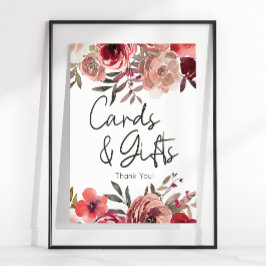 Poster Cartões e Presentes Rosas Florais Rubor Vermelho