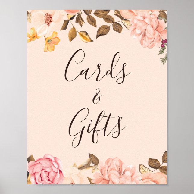 Poster Cartões e presentes - Símbolo Floral Elegante da V (Frente)