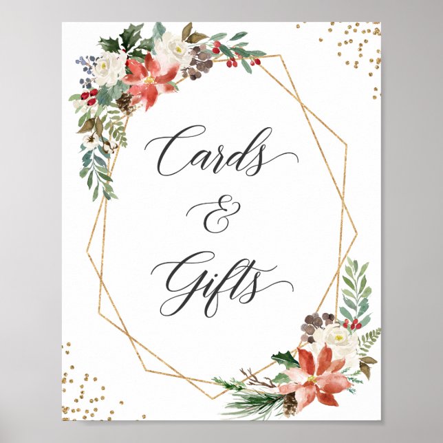 Poster Cartões e presentes - Sinais de Natal Poinsettia F (Frente)