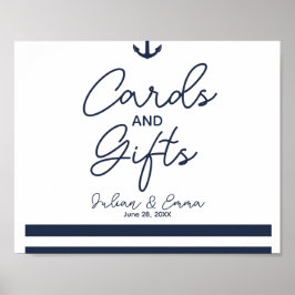 Pôster cartões e presentes sinal de casamento náutico mar