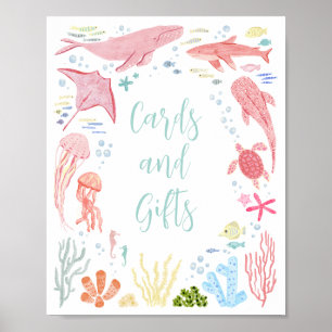 Poster Cartões e presentes sob o signo dos animais marinh
