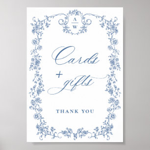 Poster Cartões e presentes vitoriosos de Ornamentado azul