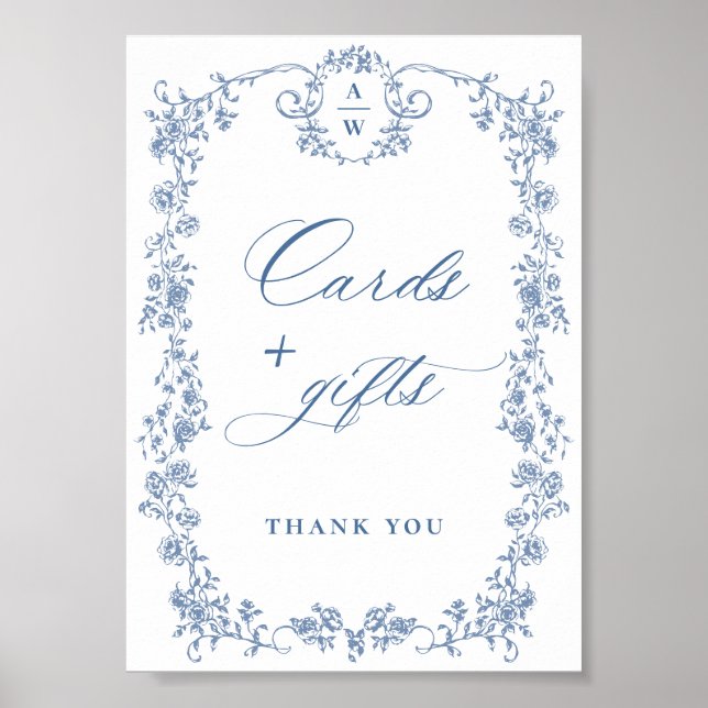 Poster Cartões e presentes vitoriosos de Ornamentado azul (Frente)