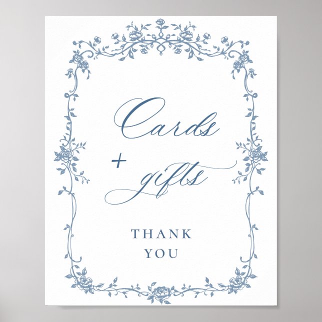Poster Cartões e presentes vitoriosos de Ornamentado azul (Frente)
