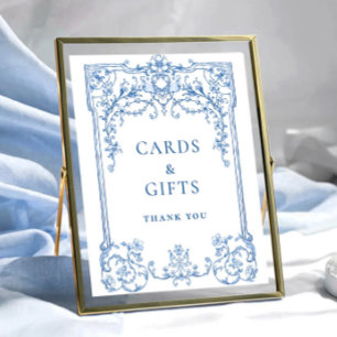 Poster Cartões e presentes vitoriosos de Ornamentado azul