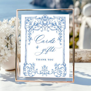 Poster Cartões e presentes vitoriosos de Ornamentado azul