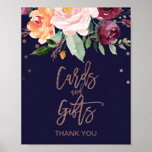 Pôster Cartões e Sinal de Ofertas de Rosa Floral do outon