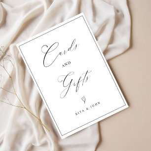 Poster Cartões Elegentes e Sinal de Mesa de Casamento Fav