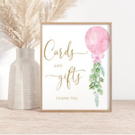 Poster Cartões Eucalyptus, Balões Rosa, e Presente