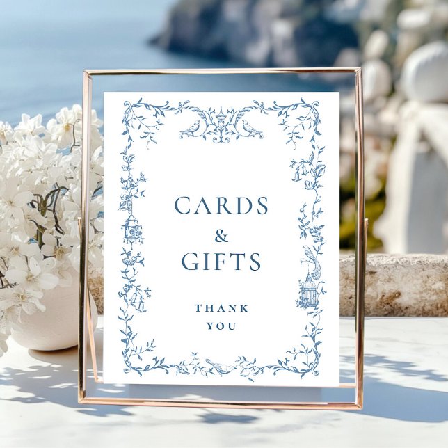 Poster Cartões Florais Azuis e Ornamentados vitorianos (Criador carregado)