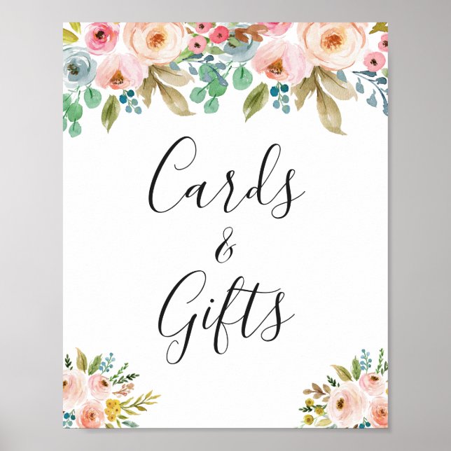Poster Cartões Florais Clássicos e Sinal de Presentes (Frente)