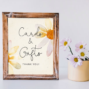 Poster Cartões florais de aquarela de flores silvestres e